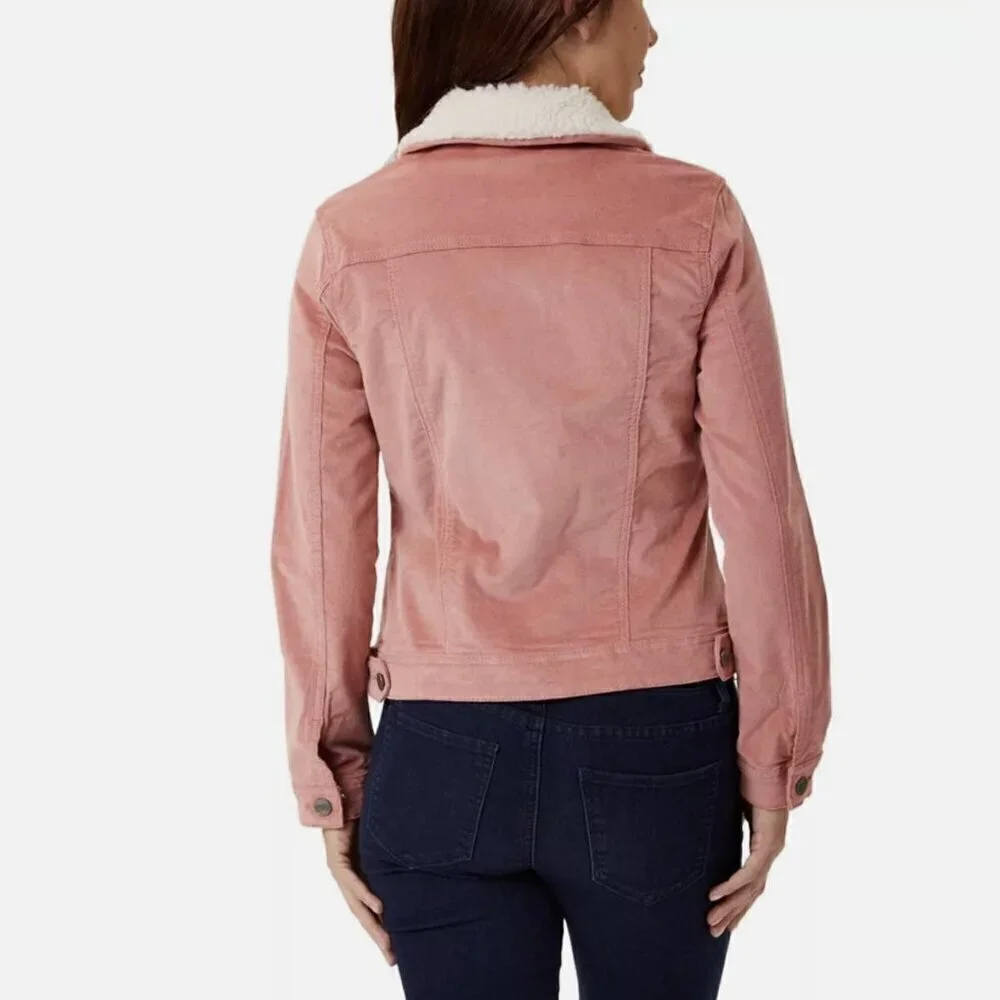 Nanette Lepore Pink Corduroy coat jacket with sherpa collar Large